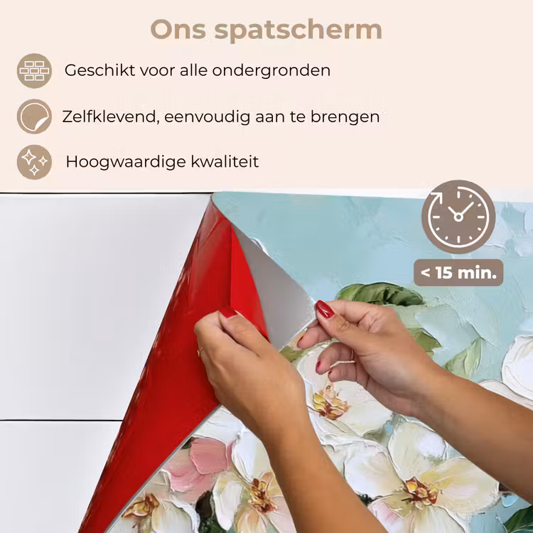 Spatscherm keuken - Bloesem - Bladeren - Lichtblauw — 4