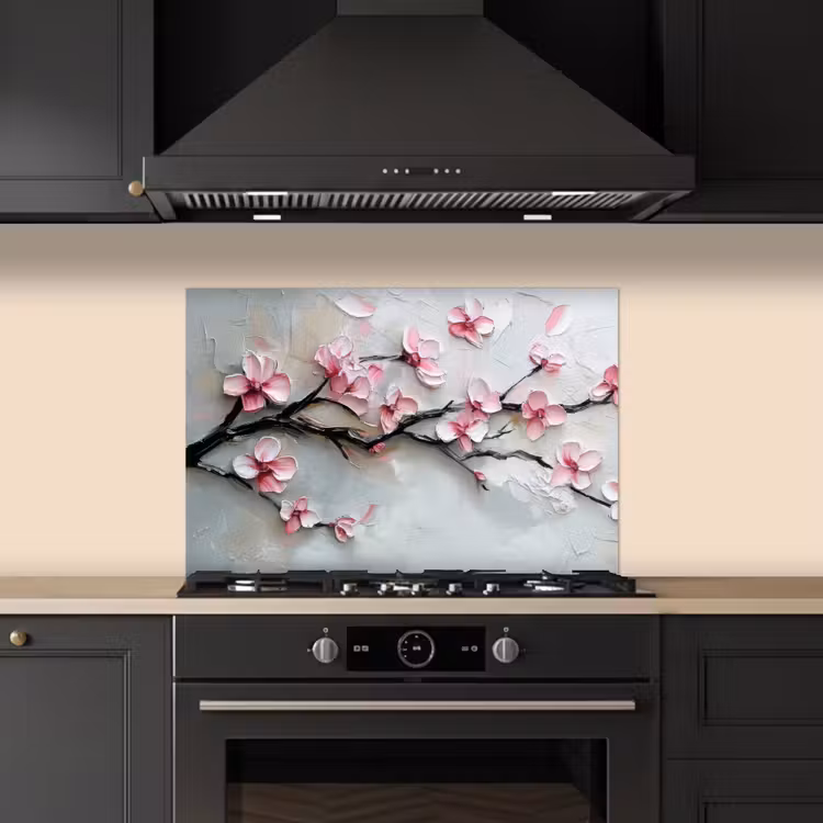 Spatscherm keuken - Bloesem - Kunstzinnig - Roze - Sakura — 2
