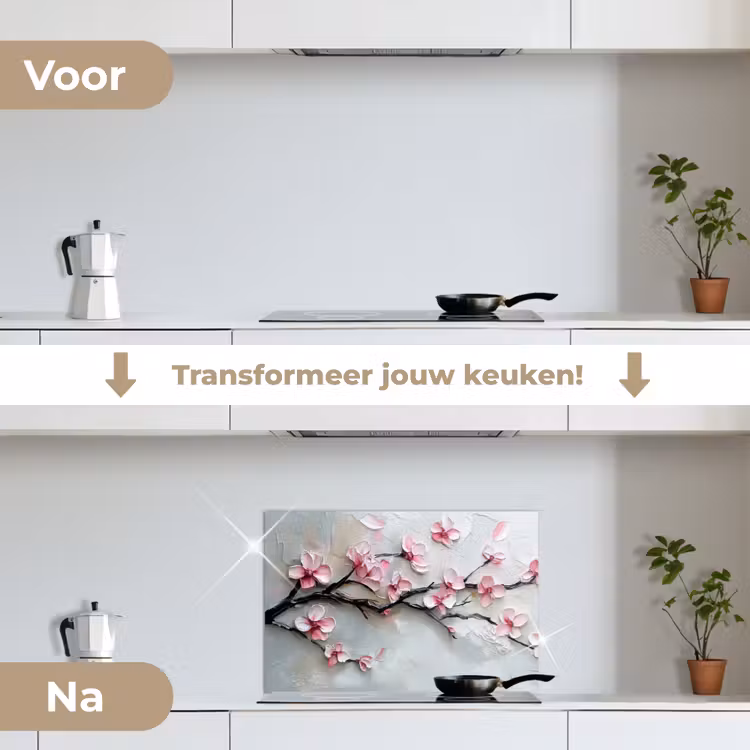 Spatscherm keuken - Bloesem - Kunstzinnig - Roze - Sakura — 3
