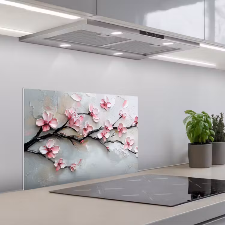 Spatscherm keuken - Bloesem - Kunstzinnig - Roze - Sakura — 5
