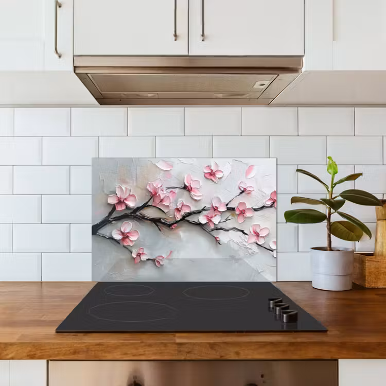 Spatscherm keuken - Bloesem - Kunstzinnig - Roze - Sakura — 6