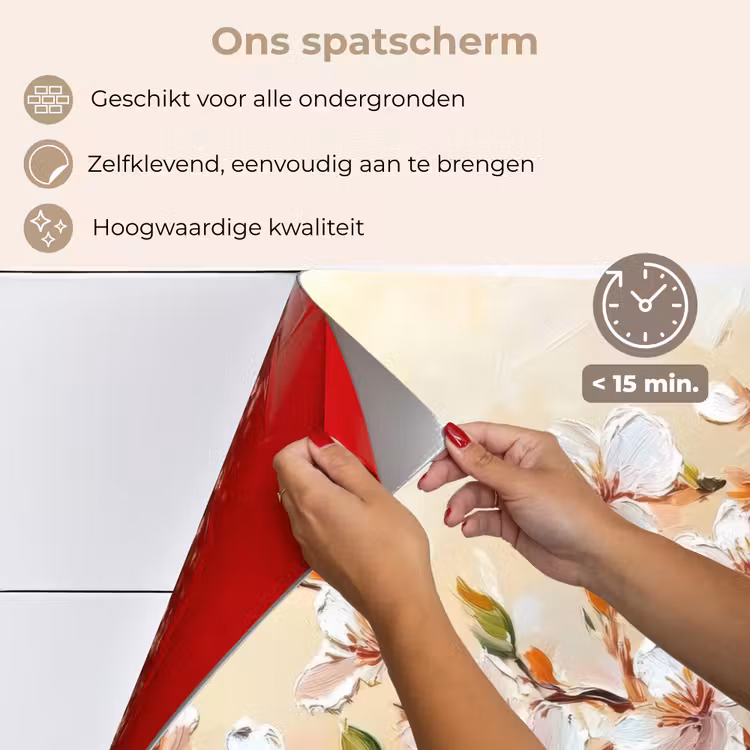 Spatscherm keuken - Bloesemtakken - Schilderachtig - Roze — 4