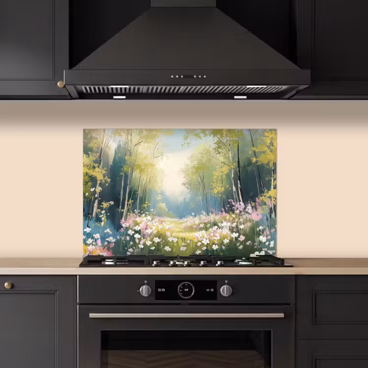 Spatscherm keuken - Bos - Schilderstijl - Kleurrijk — 2