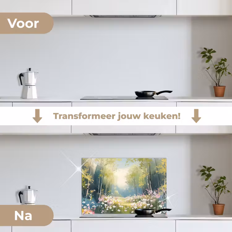 Spatscherm keuken - Bos - Schilderstijl - Kleurrijk — 3