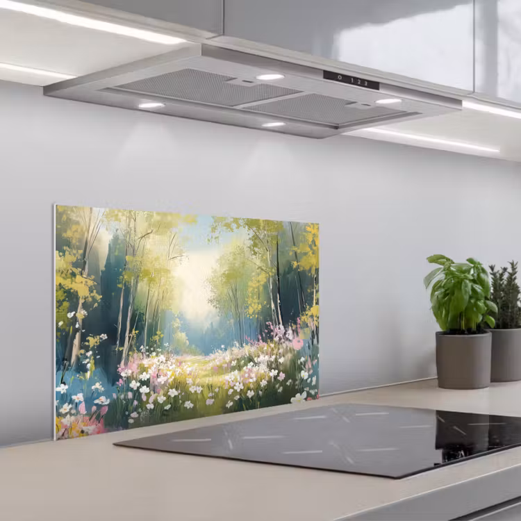 Spatscherm keuken - Bos - Schilderstijl - Kleurrijk — 5