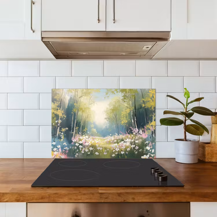 Spatscherm keuken - Bos - Schilderstijl - Kleurrijk — 6