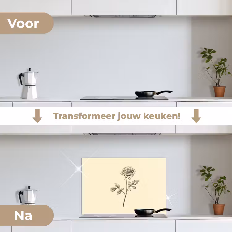 Spatscherm keuken - Illustratie - Zwart - Roos — 3