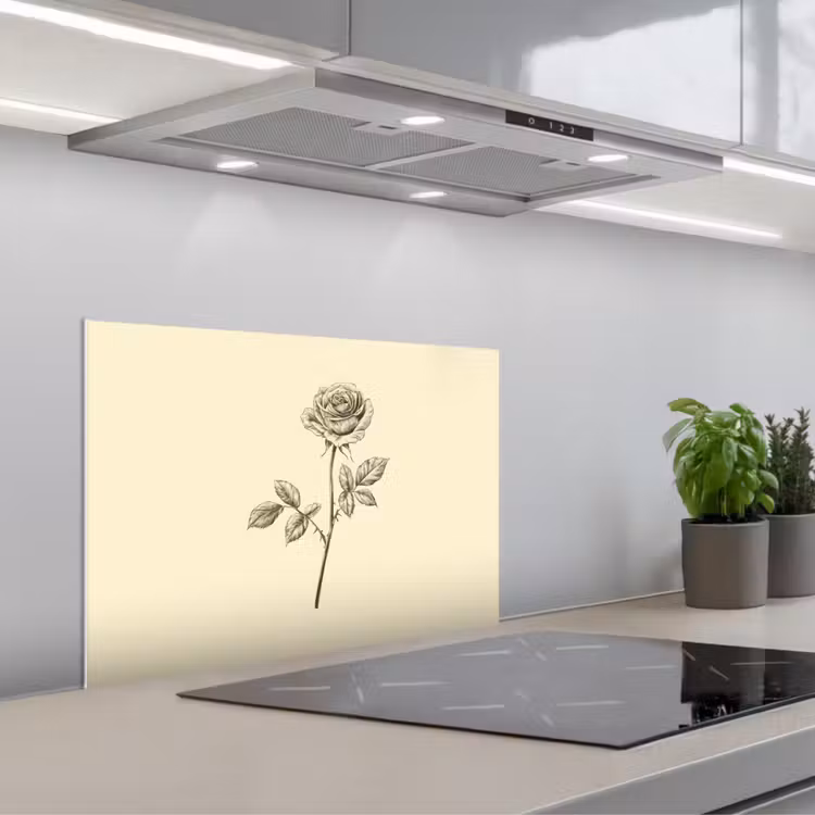 Spatscherm keuken - Illustratie - Zwart - Roos — 5