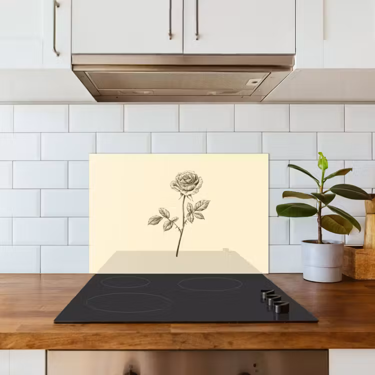 Spatscherm keuken - Illustratie - Zwart - Roos — 6