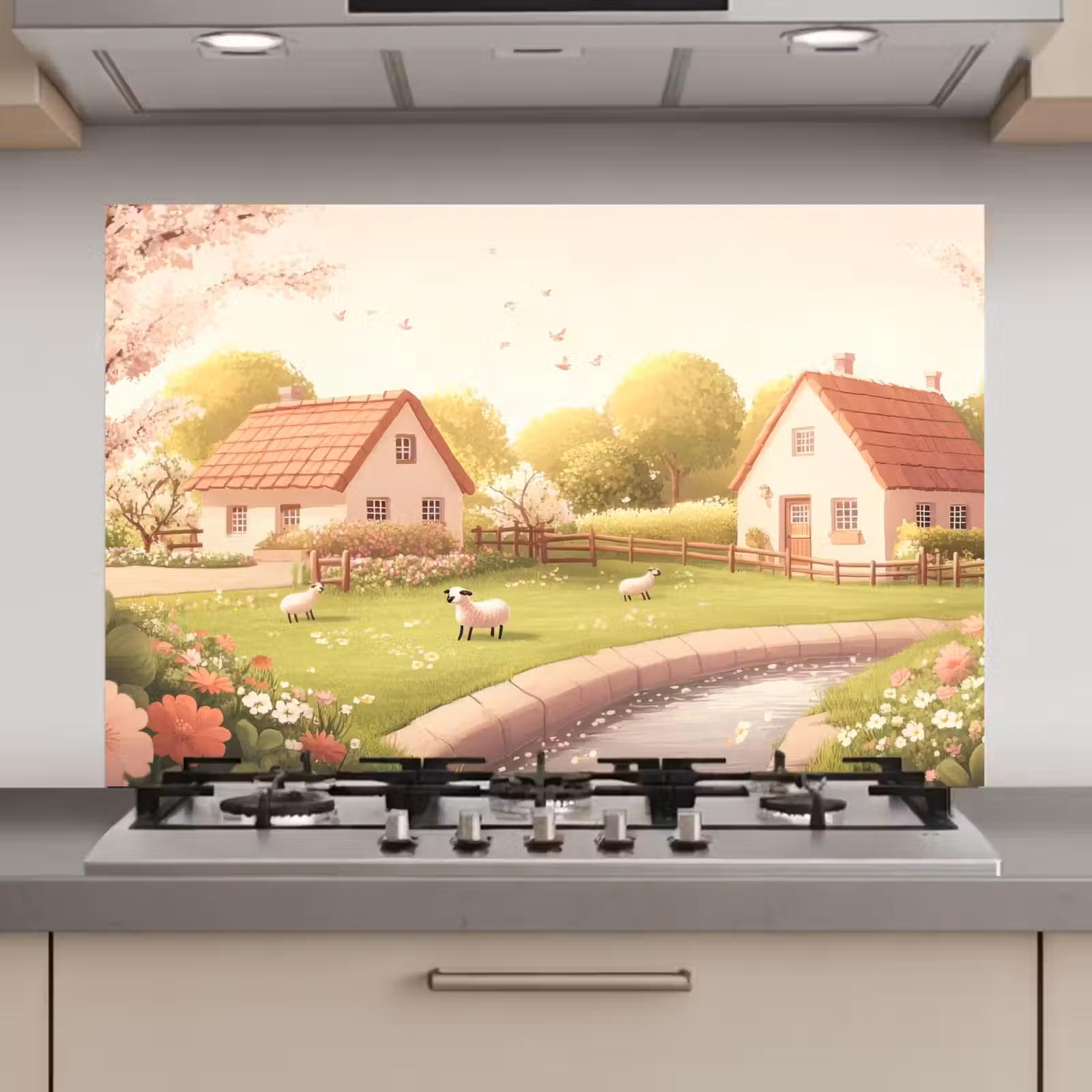 Spatscherm keuken - Schapen - Huisje - Platteland — 1