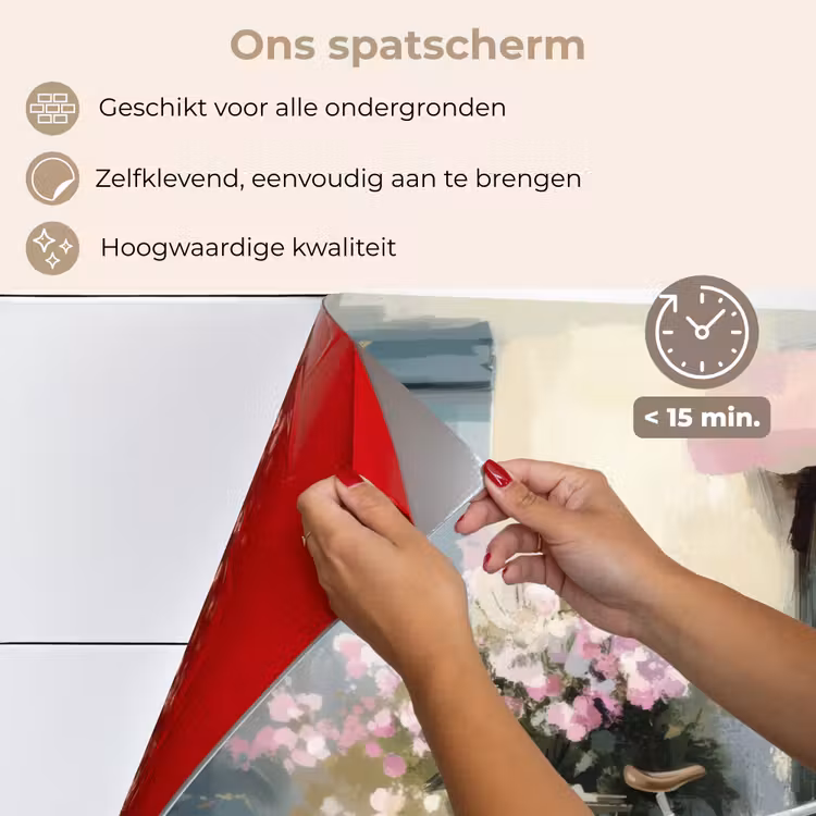 Spatscherm keuken - Fiets - Pastelkleuren - Bloemen — 4