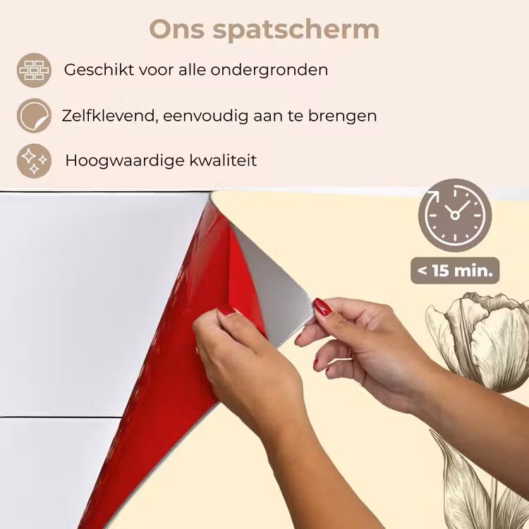 Spatscherm keuken - Illustratie - Tulp - Zwart — 4