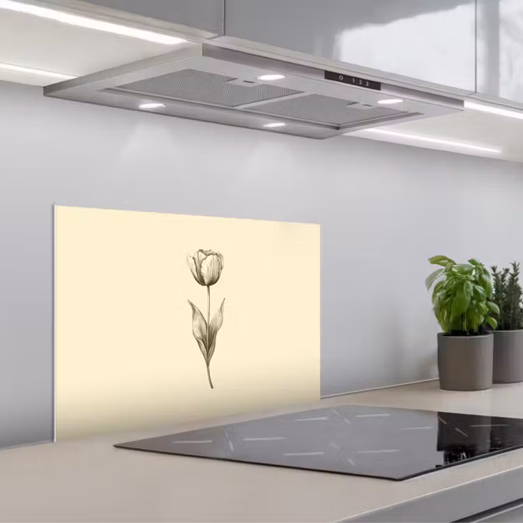 Spatscherm keuken - Illustratie - Tulp - Zwart — 5