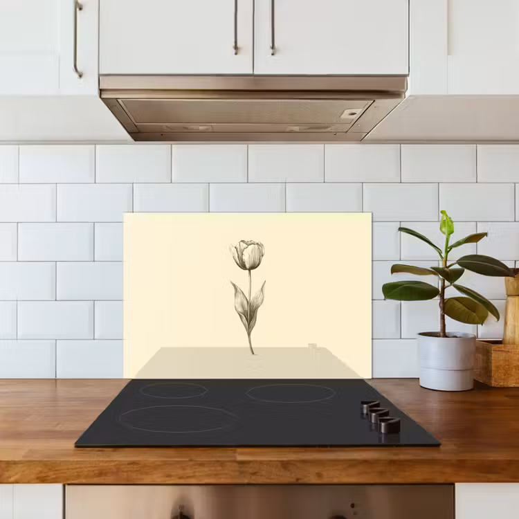 Spatscherm keuken - Illustratie - Tulp - Zwart — 6