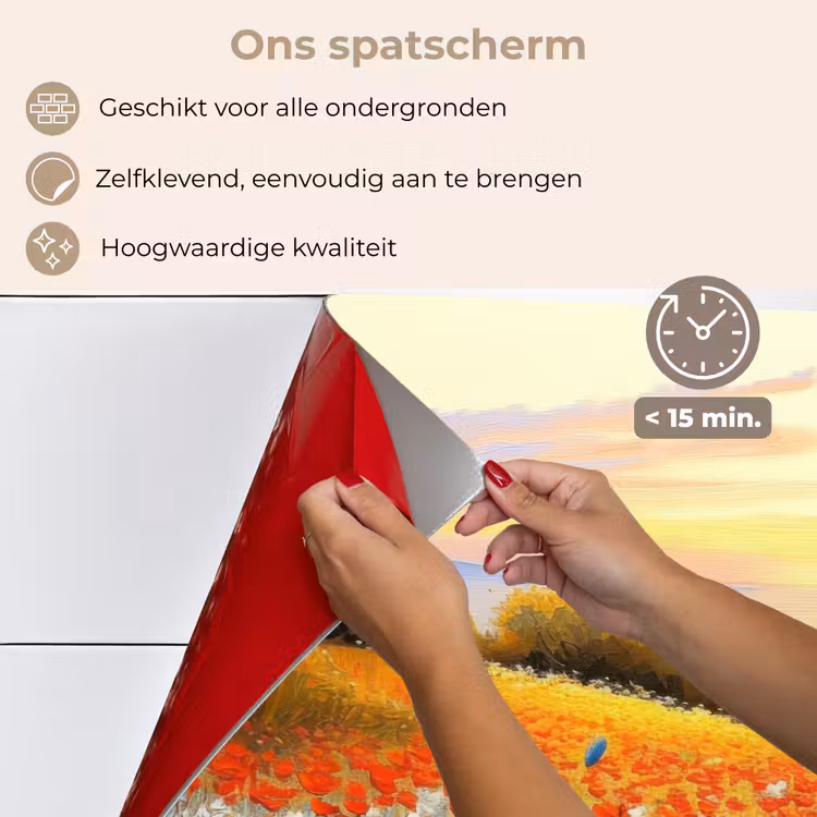 Spatscherm keuken - Klaproos - Bloemenveld - Kleurrijk — 4