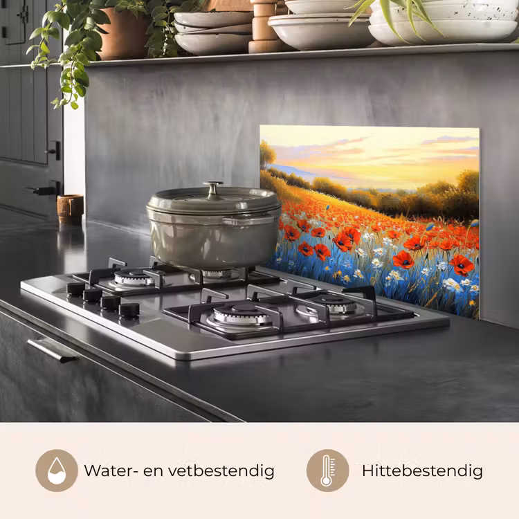 Spatscherm keuken - Klaproos - Bloemenveld - Kleurrijk — 7
