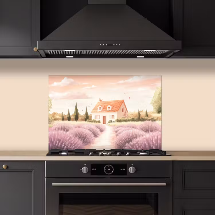 Spatscherm keuken - Lavendelveld - Huis - Paars — 2