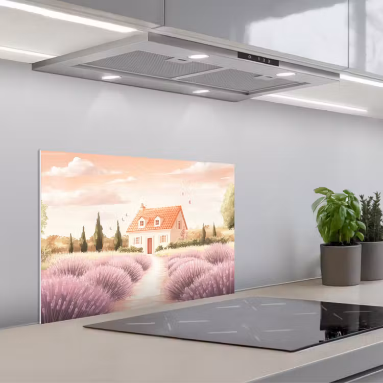 Spatscherm keuken - Lavendelveld - Huis - Paars — 5