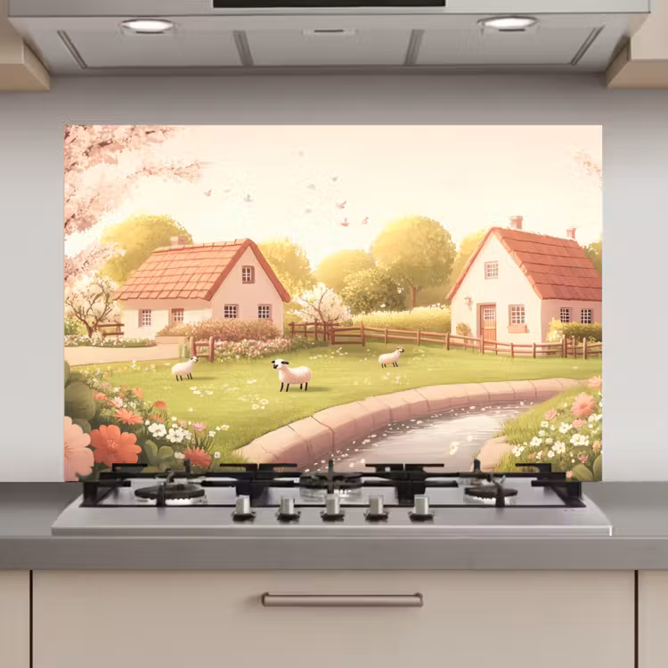 Spatscherm keuken - Schapen - Huisje - Platteland — 1