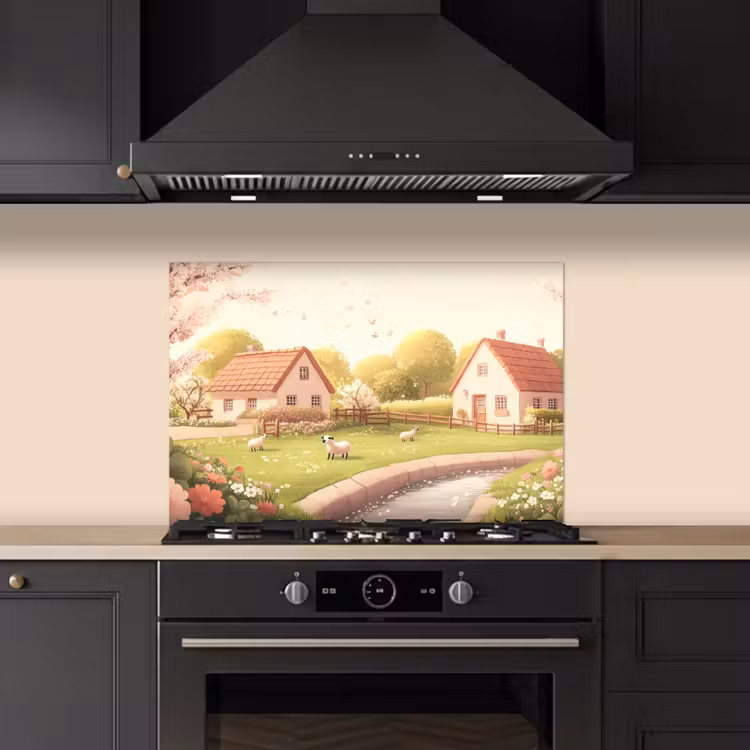 Spatscherm keuken - Schapen - Huisje - Platteland — 2