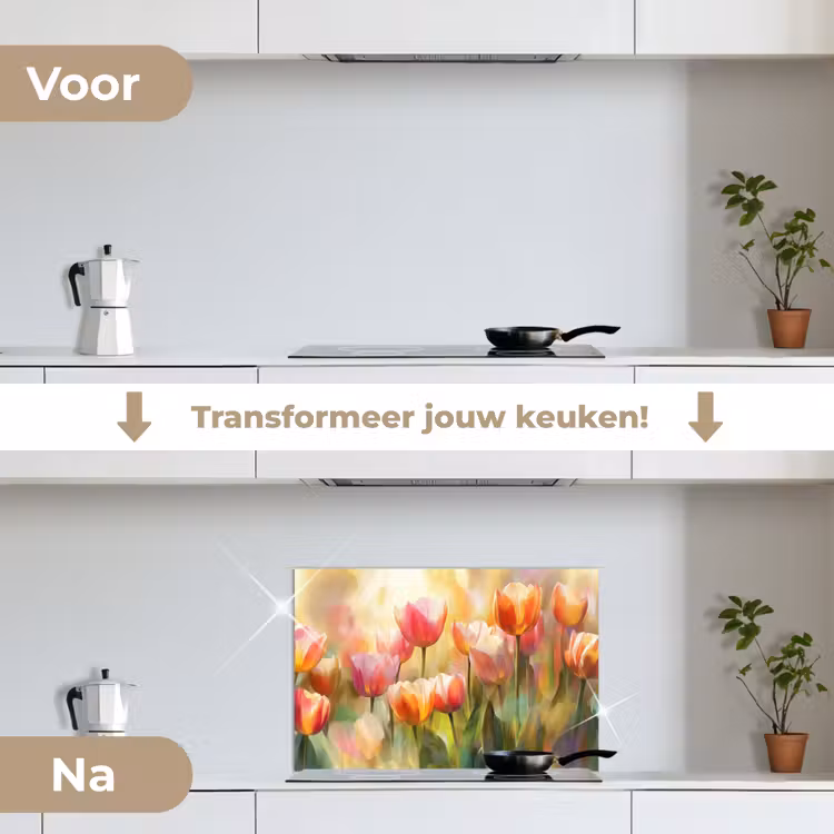 Spatscherm keuken - Tulpen - Sprookjesachtig - Kleurrijk — 3