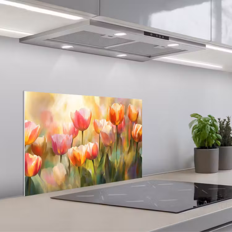 Spatscherm keuken - Tulpen - Sprookjesachtig - Kleurrijk — 5