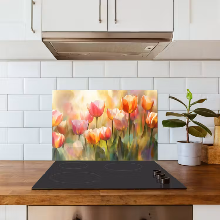 Spatscherm keuken - Tulpen - Sprookjesachtig - Kleurrijk — 6