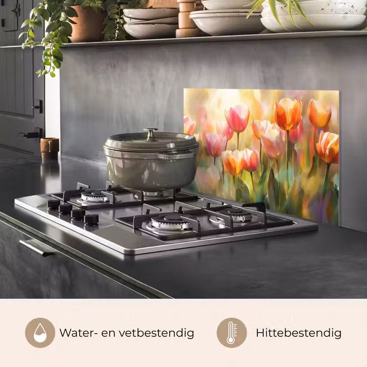 Spatscherm keuken - Tulpen - Sprookjesachtig - Kleurrijk — 7
