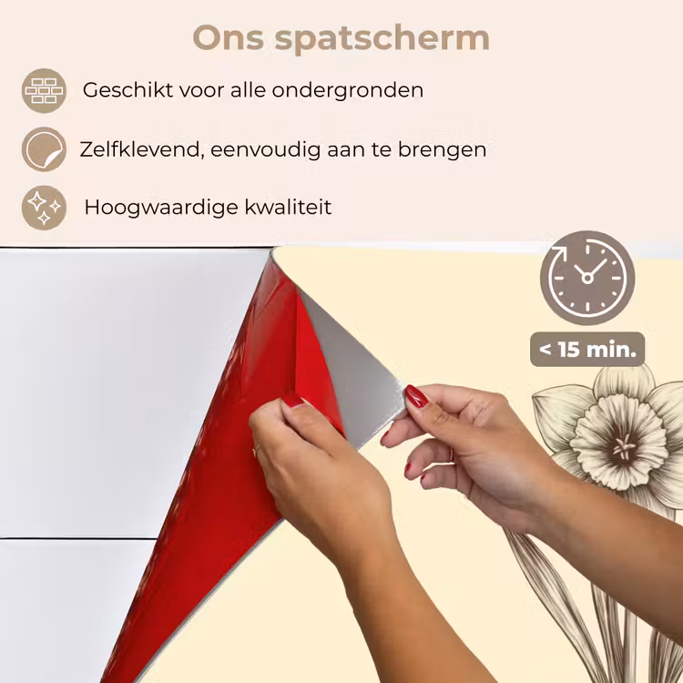 Spatscherm keuken - Zwart - Narcis - Illustratie — 4