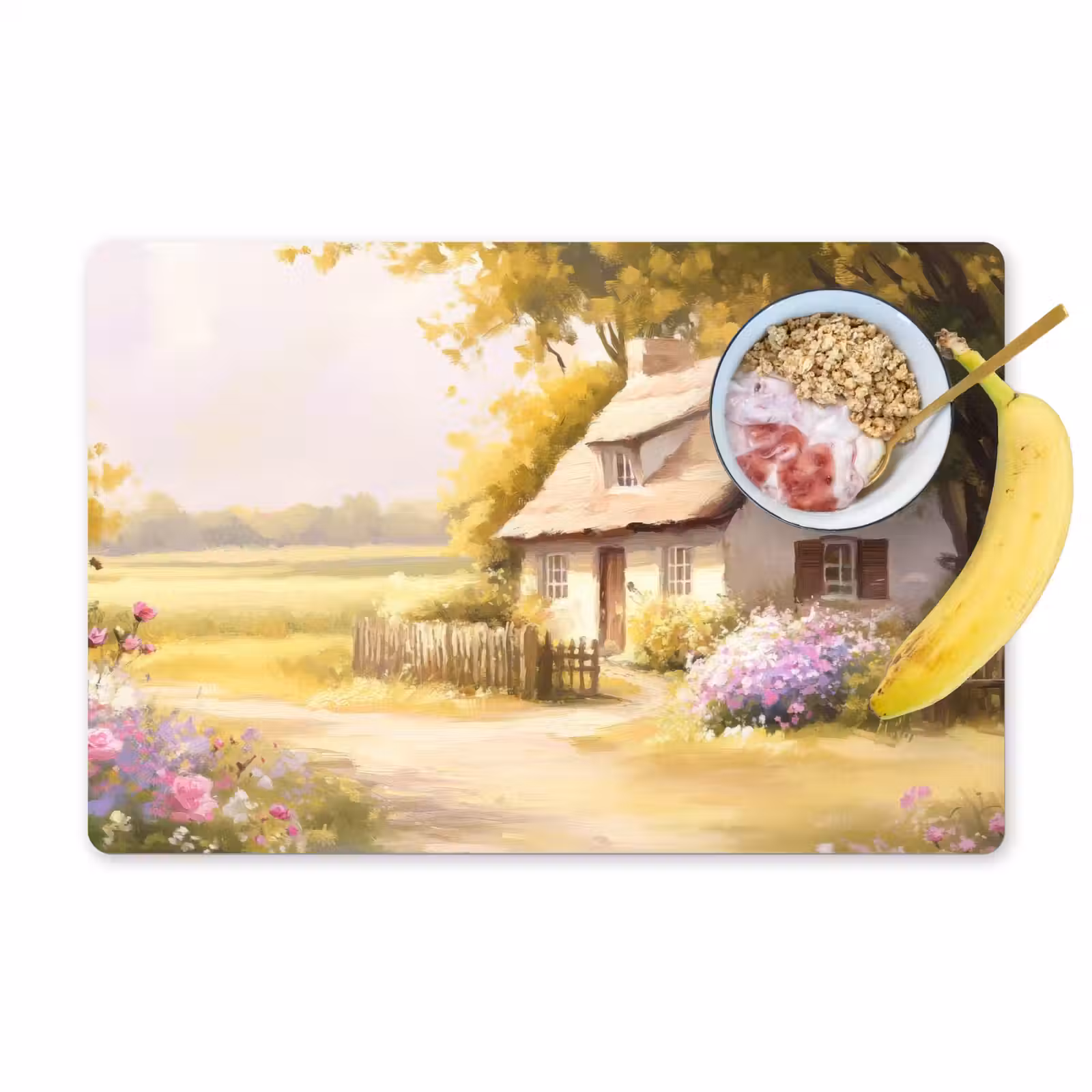 Placemat - 6 stuks - Huisje - Hout - Bloemen — 1