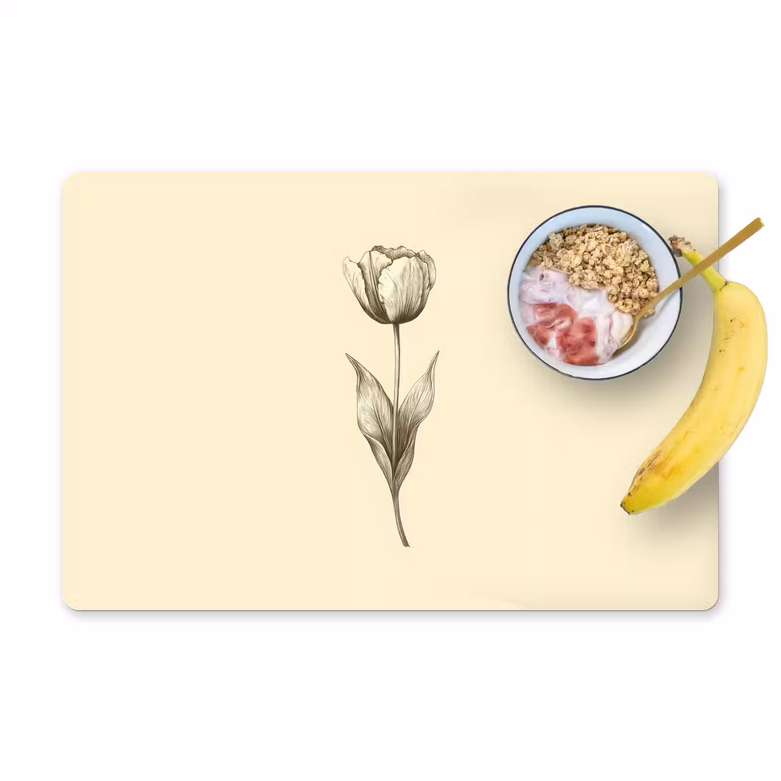 Placemat - 6 stuks - Illustratie - Tulp - Zwart — 1