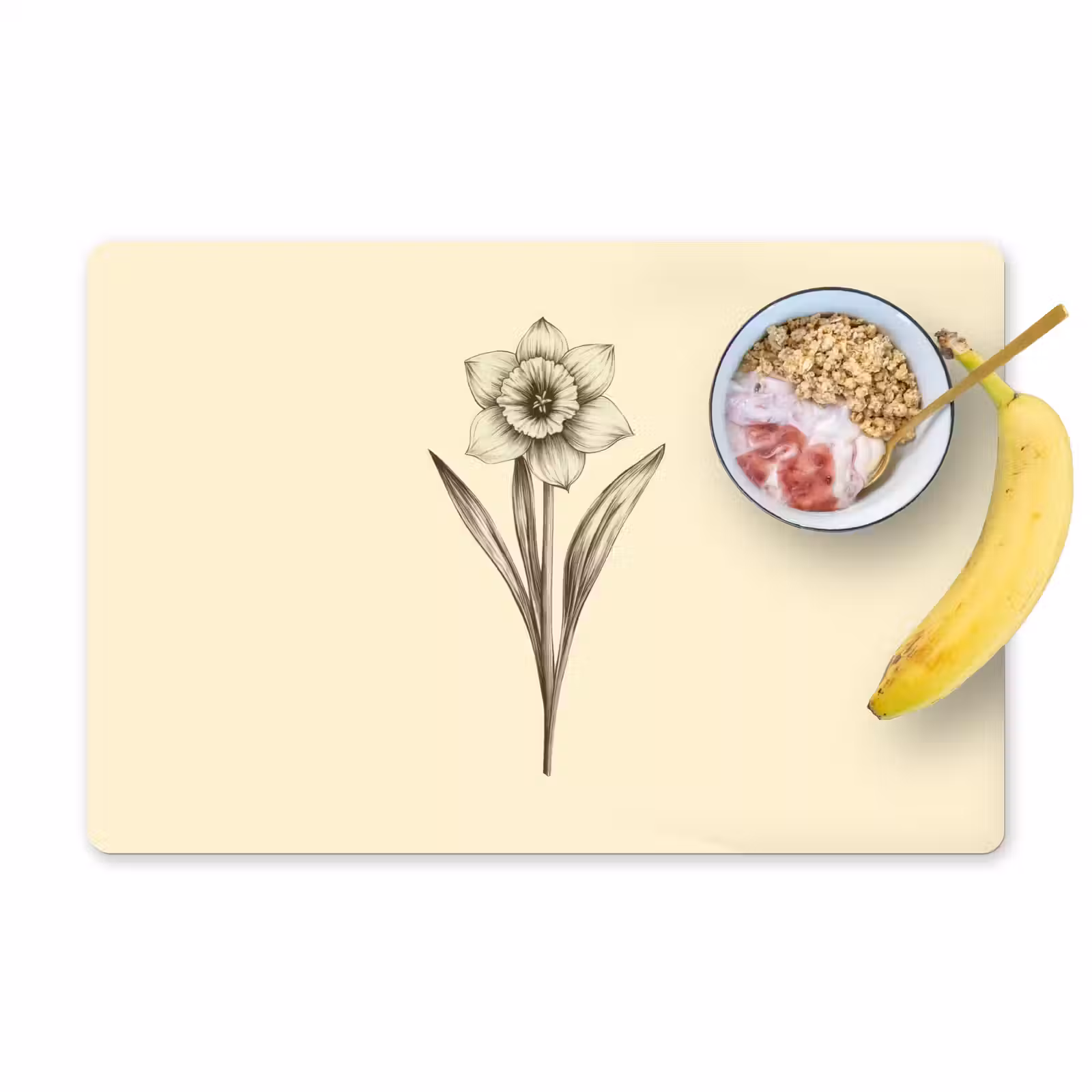 Placemat - 6 stuks - Zwart - Narcis - Illustratie — 1