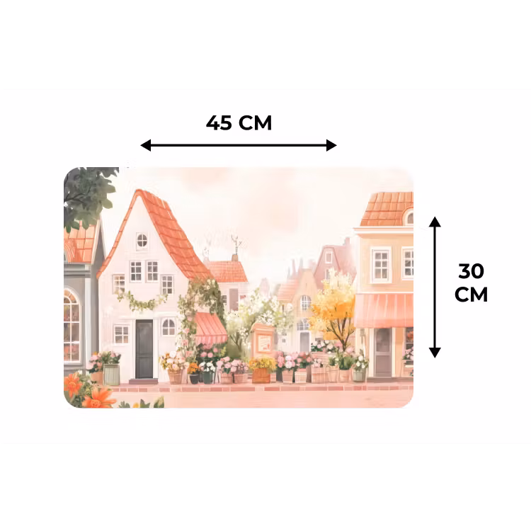Placemat - 6 stuks - Bloemen - Huizen - Dorp — 3