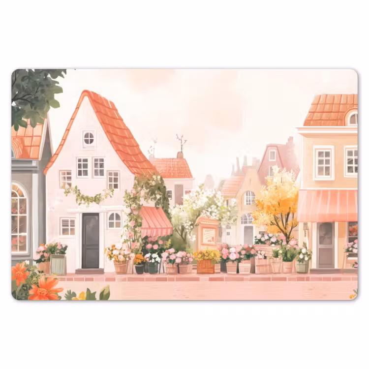 Placemat - 6 stuks - Bloemen - Huizen - Dorp — 7