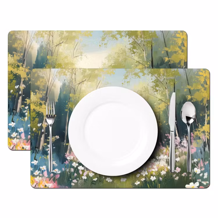 Placemat - 6 stuks - Bos - Schilderstijl - Kleurrijk — 2