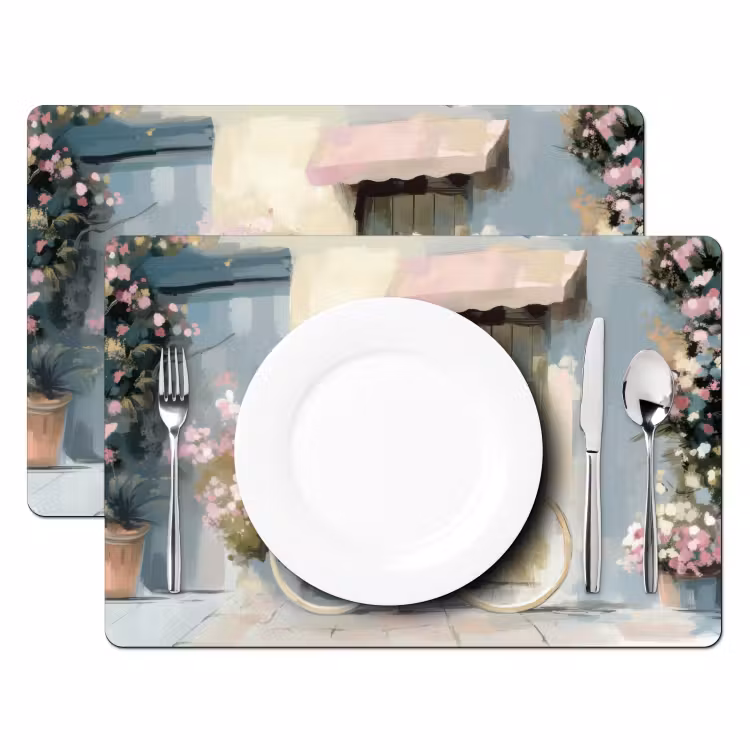 Placemat - 6 stuks - Fiets - Pastelkleuren - Bloemen — 2