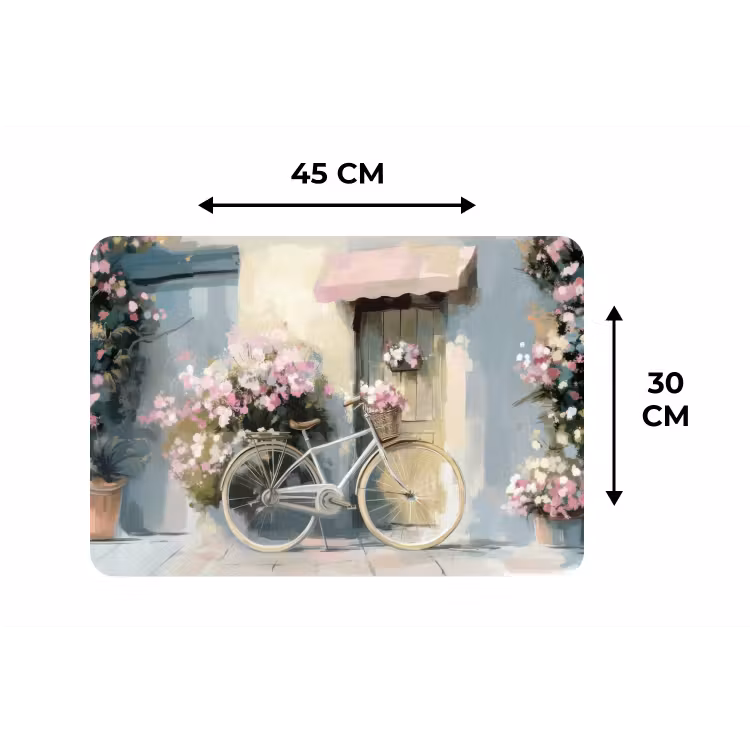 Placemat - 6 stuks - Fiets - Pastelkleuren - Bloemen — 3