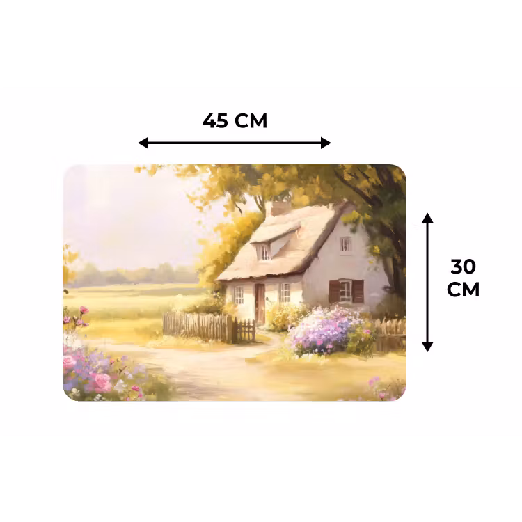 Placemat - 6 stuks - Huisje - Hout - Bloemen — 3