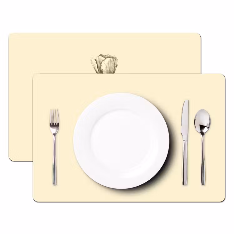 Placemat - 6 stuks - Illustratie - Tulp - Zwart — 2