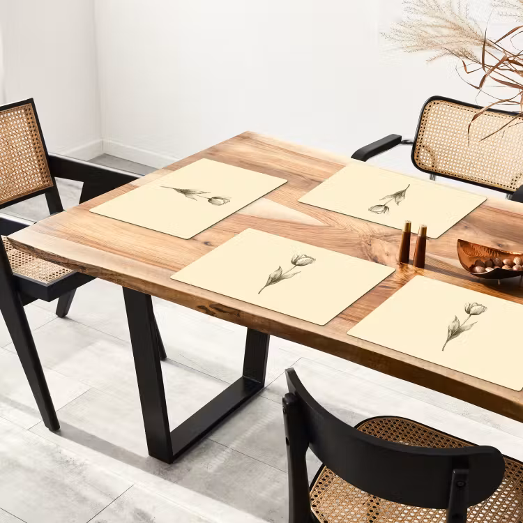Placemat - 6 stuks - Illustratie - Tulp - Zwart — 5