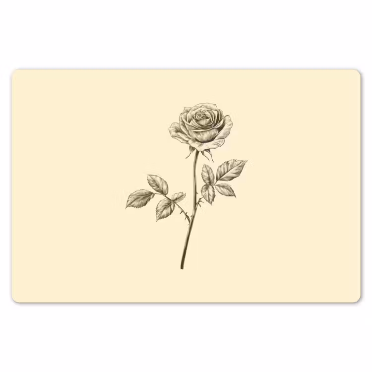 Placemat - 6 stuks - Illustratie - Zwart - Roos — 7