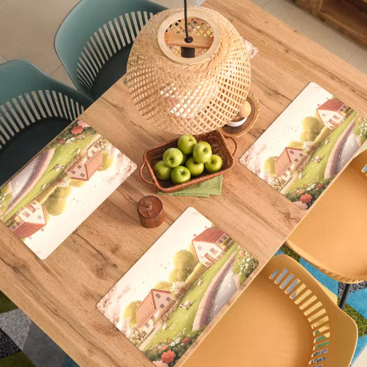 Placemat - 6 stuks - Schapen - Huisje - Platteland — 6