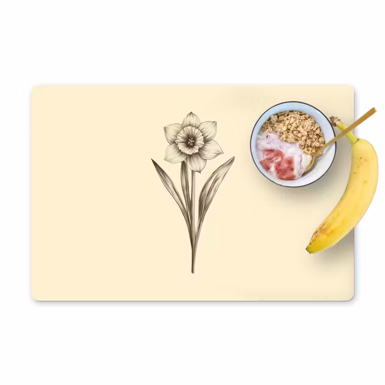 Placemat - 6 stuks - Zwart - Narcis - Illustratie — 1