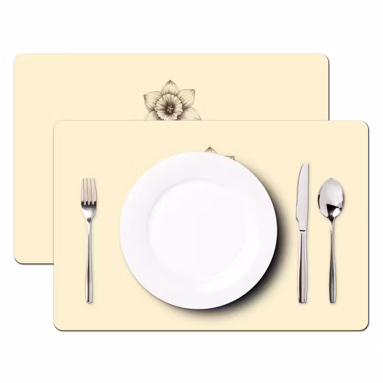 Placemat - 6 stuks - Zwart - Narcis - Illustratie — 2