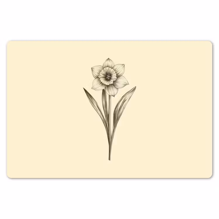Placemat - 6 stuks - Zwart - Narcis - Illustratie — 7