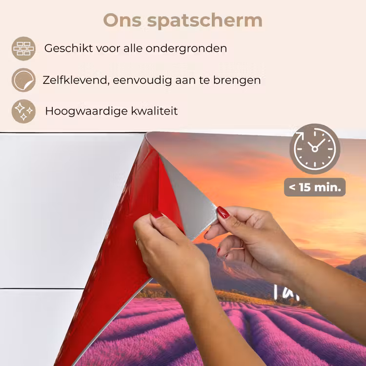 Spatscherm keuken - Lavendelveld - Quote - Zonsondergang — 4