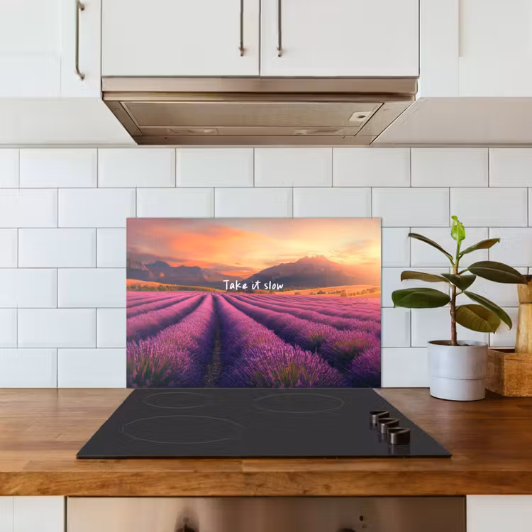 Spatscherm keuken - Lavendelveld - Quote - Zonsondergang — 6