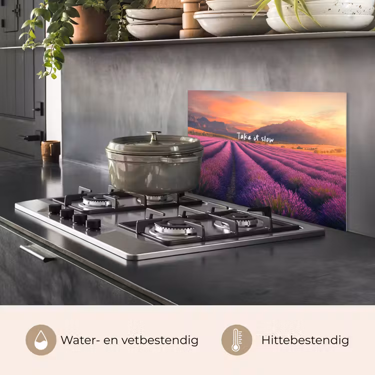 Spatscherm keuken - Lavendelveld - Quote - Zonsondergang — 7
