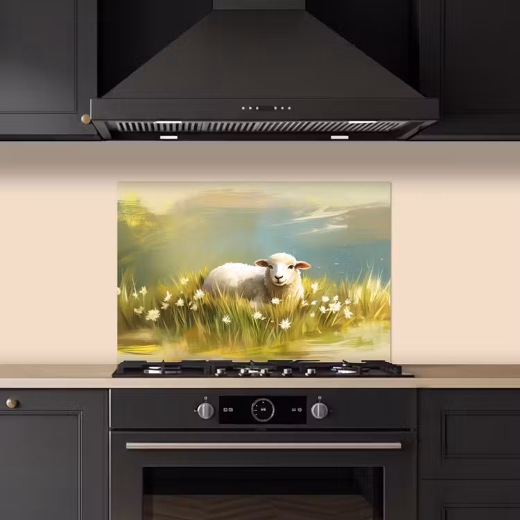 Spatscherm keuken - Schaap - Weide - Groen — 2