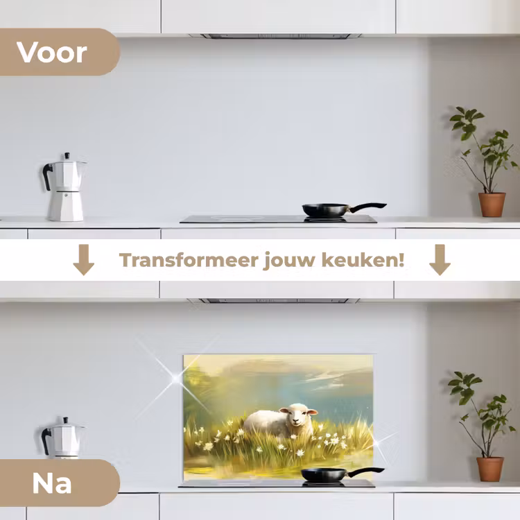 Spatscherm keuken - Schaap - Weide - Groen — 3